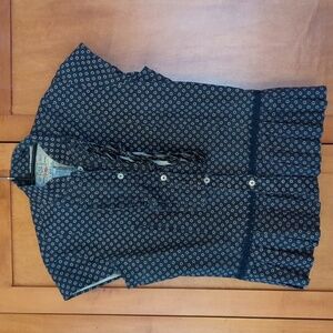 Bell Anthropologie Blue Button Down Puplum Top 6